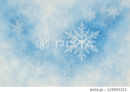幻想的な雪の結晶の水彩風イラスト背景 129893322