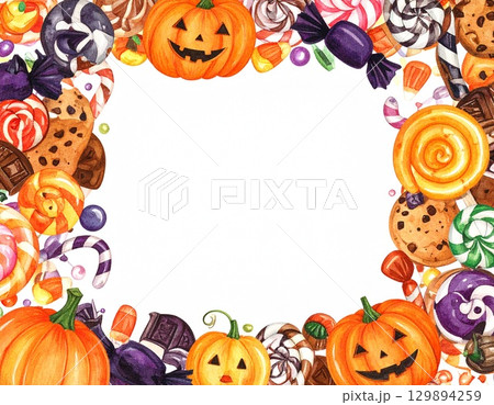 ハロウィン背景フレーム壁紙 129894259