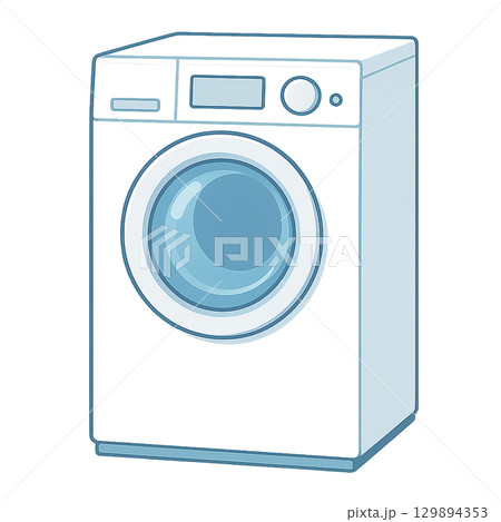 シンプルなドラム式洗濯機のイラスト素材（切り抜き） 129894353