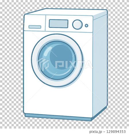 シンプルなドラム式洗濯機のイラスト素材（切り抜き） 129894353