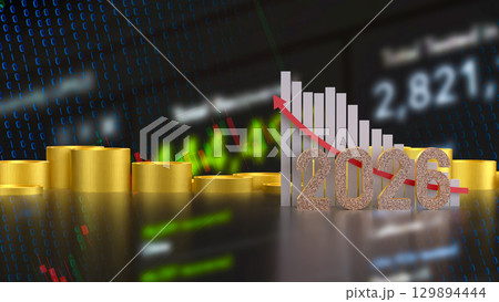 The 2026 for New year or Business Plan concept 3d Rendering. 129894444