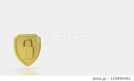 The Gold shield and Lock for Security concept 3d Rendering. The Gold shield and Lock for Security concept 3d Rendering. 129894462