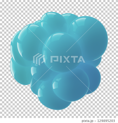 Abstract Blue Geometric Shape with Glossy Finish on White Background Abstract Blue Geometric Shape with Glossy Finish on White Background 129895203