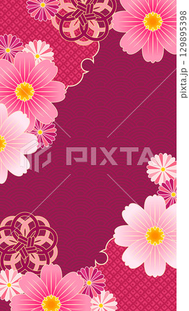 オシャレな和風コスモスの縦型16:9背景 オシャレな和風コスモスの縦型16:9背景 129895398