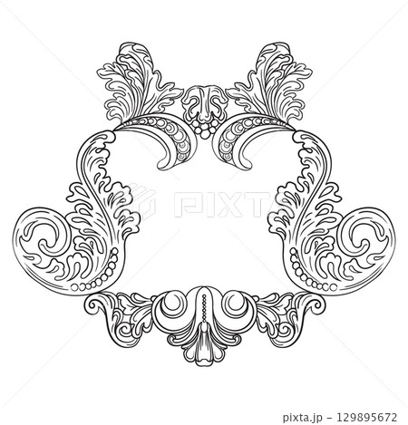 Engraved swirl baroque old fashioned frame vector illustration Engraved swirl baroque old fashioned frame vector illustration 129895672