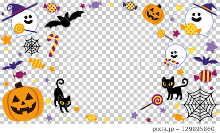 萬聖節相框材質：南瓜、鬼魂、黑貓、普普藝術 129895860