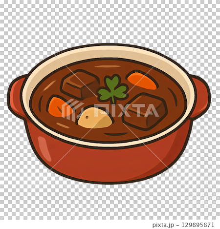 卡通風格燉牛肉插畫素材 129895871