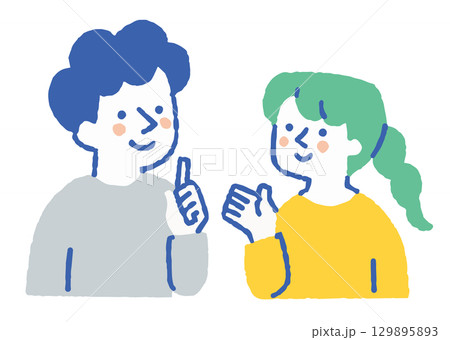 解決策を説明する若い夫婦_色 129895893