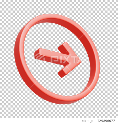 3D icon of a red arrow in a circle 3D icon of a red arrow in a circle 129896077