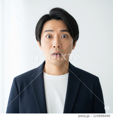 ジャケットを着た驚く若い男性 129896090