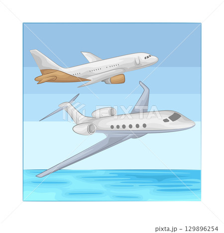Illustration of Plane over the sea Illustration of Plane over the sea 129896254