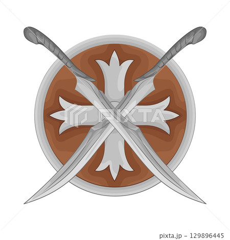 Illustration of Shield with Crossed Sword Illustration of Shield with Crossed Sword 129896445
