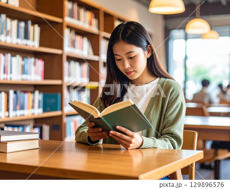 読書する女性 129896576