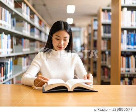 読書する女性 129896577
