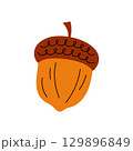 Simple acorn vector element. Acorn isolated on white background, cute hand drawn illustration 129896849