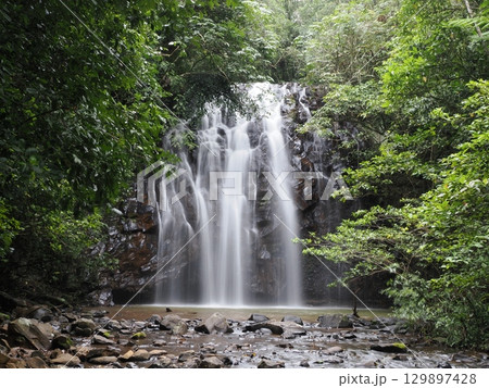 岩を滑る白の絹―Ellinjaa Fallsの正面 129897428