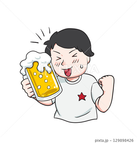 Man drinking beer and getting drunk 129898426