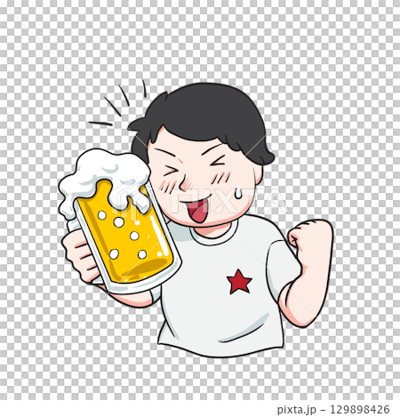 Man drinking beer and getting drunk 129898426
