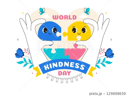 Happy World Kindness Day Vector Illustration on November 13 featuring Earth and Love to Promote Charitable Assistance in a Flat Style Background 129898630