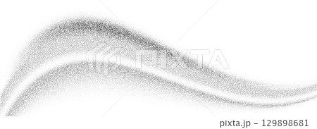 Wave gradient grain texture. Black stippled curved line background. Undulate sandy backdrop with speckles, particles, granules. Grunge noisy dotted wallpaper for banner, poster, brochure. Vector Wave gradient grain texture. Black stippled curved line background. Undulate sandy backdrop with speckles, particles, granules. Grunge noisy dotted wallpaper for banner, poster, brochure. Vector 129898681