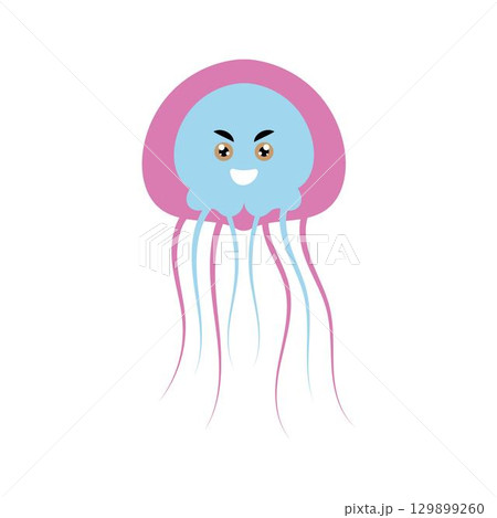 cute jelly fish Vector icon design illustration Template 129899260