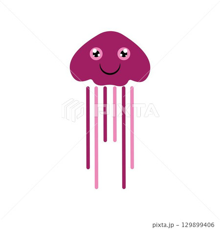 cute jelly fish Vector icon design illustration Template 129899406