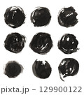 水墨画風の筆丸模様セット 129900122