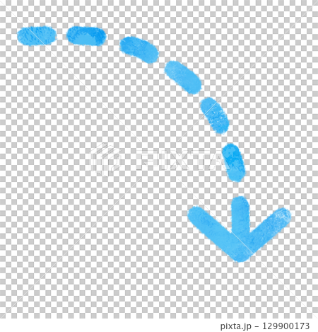 Simple watercolor blue downward arrow illustration 129900173