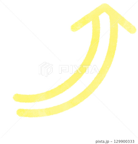 シンプルな水彩風の黄色の上向き矢印のイラスト シンプルな水彩風の黄色の上向き矢印のイラスト 129900333