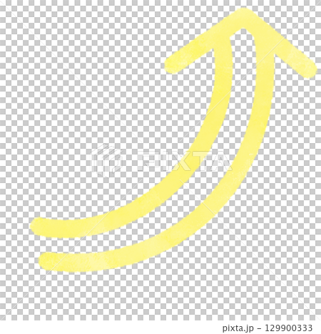 シンプルな水彩風の黄色の上向き矢印のイラスト シンプルな水彩風の黄色の上向き矢印のイラスト 129900333