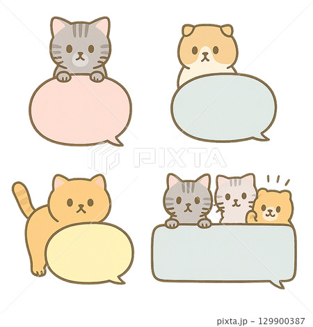 猫の吹き出し詰め合わせ、アメショ、スコティシュ、トラ 129900387