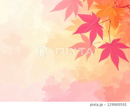 秋の和風デザインに使える水彩画背景素材 129900591