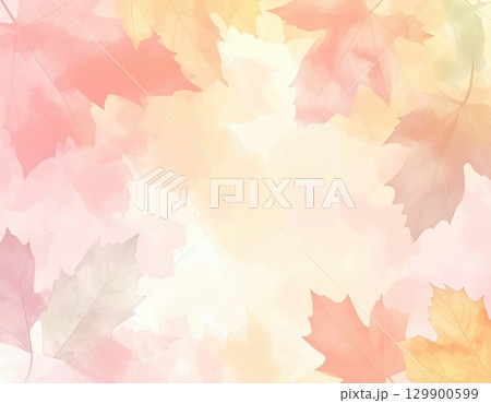 秋の和風デザインに使える水彩画背景素材 129900599