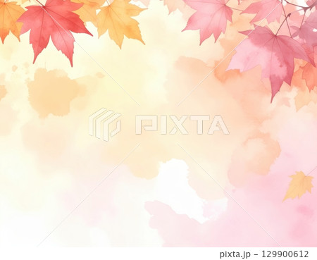 秋の和風デザインに使える水彩画背景素材 秋の和風デザインに使える水彩画背景素材 129900612