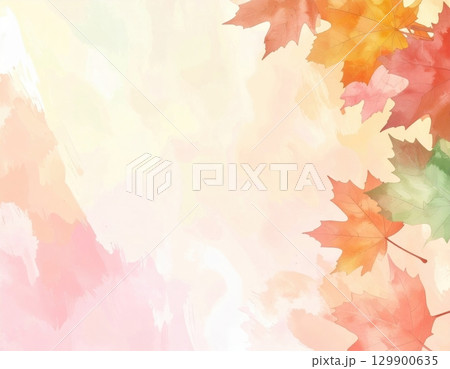秋の和風デザインに使える水彩画背景素材 129900635