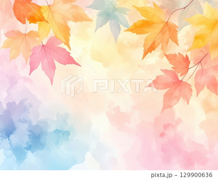 秋の和風デザインに使える水彩画背景素材 129900636