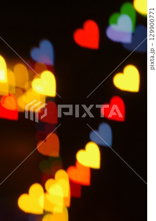 Series of colorful hearts are shown in a blurry, abstract style Series of colorful hearts are shown in a blurry, abstract style 129900771