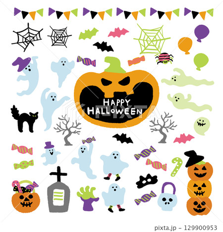 ハロウィンの手書きイラスト 129900953