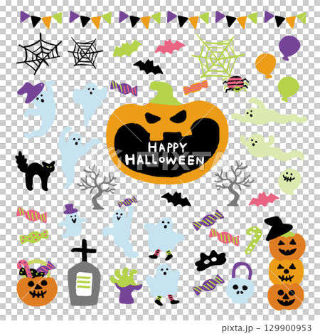 ハロウィンの手書きイラスト 129900953