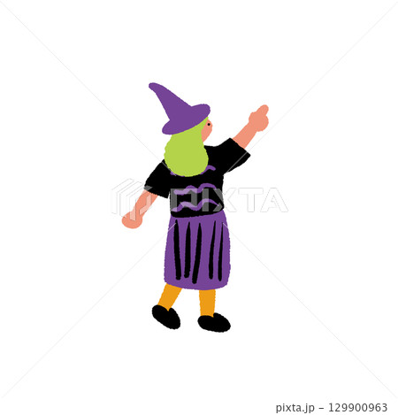 ハロウィンの仮装をする女性の手書きイラスト 129900963