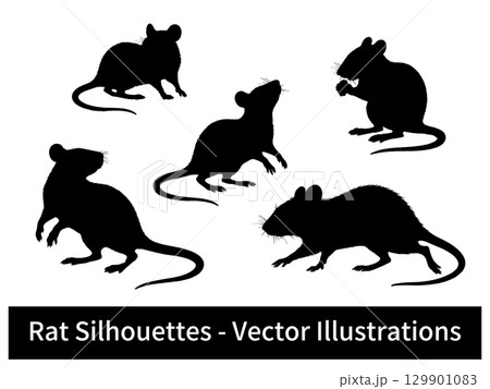 ネズミのシルエットのベクターイラストセット 129901083