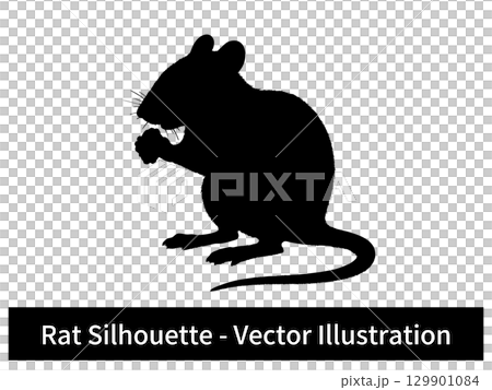 餌を齧るネズミのシルエットベクターイラスト 129901084
