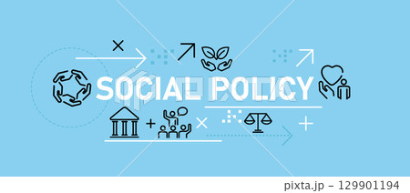 social policy conceptual banner illustration with icons representing welfare welfare legislation by the government 129901194