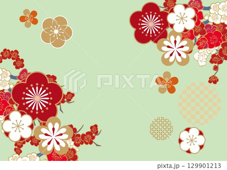 美しい和風柄　イラスト背景 129901213