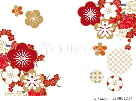 美しい和風柄　イラスト背景 129901214