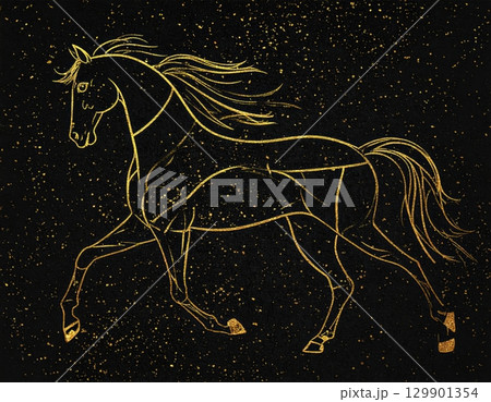黒と金のコントラストが美しい馬のアート 129901354