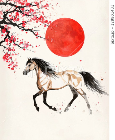 干支馬水墨画伸びしろまだまだ持っている俺の人生日々修行