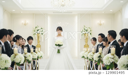 結婚式　チャペルと花嫁 129901495