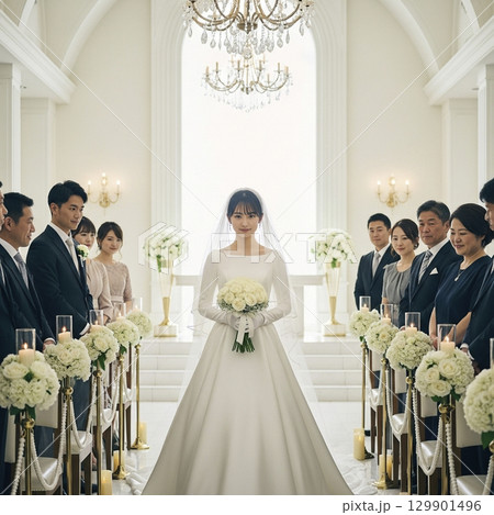 結婚式　チャペルと花嫁 129901496