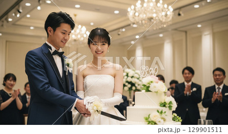 結婚披露宴　ケーキカット 129901511